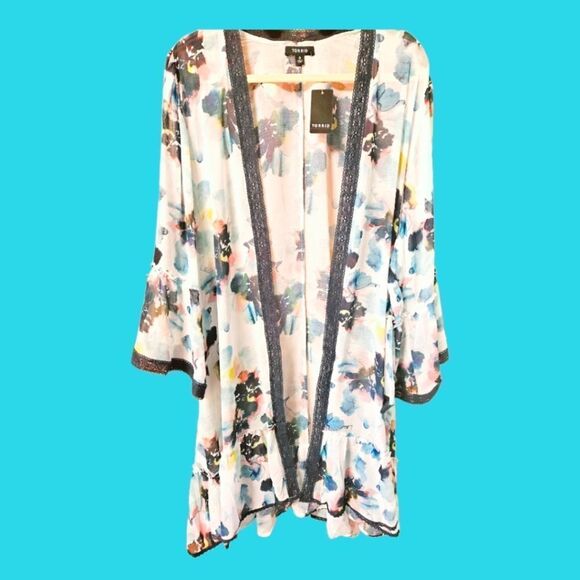 TORRID Textured Plus Size Chiffon Midi Ruffle Kimono. JUST IN! - Picture 2 of 16